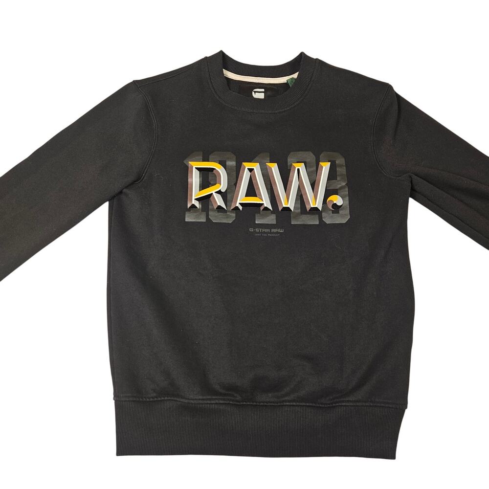 G-STAR RAW DOT Sweatshirt Mens XS Dark Black Graphic Crewneck Streetwear Sweater